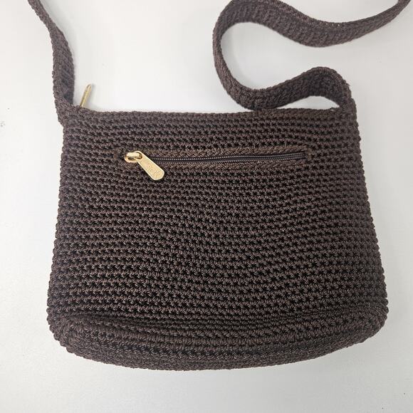 The Sak Chocolate Brown Crochet Shoulder Bag Zip Top Zip Pockets Boho Y2K Small - Picture 13 of 13